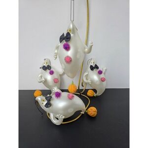 Seasons of Cannon Falls glass ghost ornament set of 4 Halloween large 7 1/2"